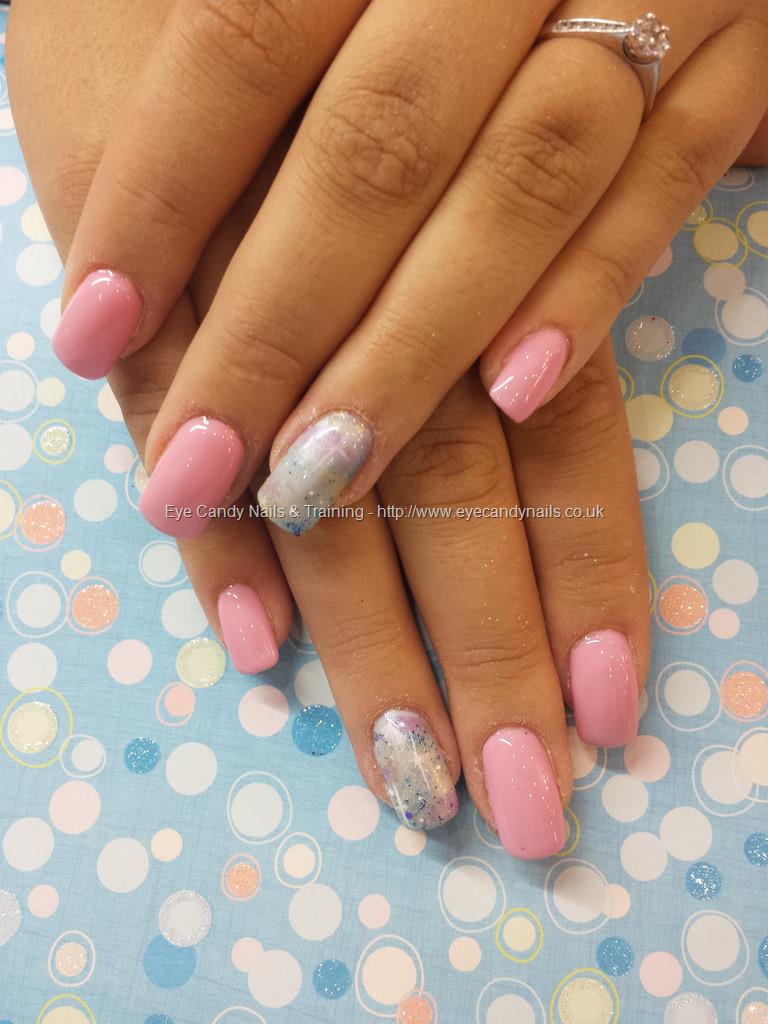 Eye Candy Nails & Training - Pink and blue gel with galaxy nail art by