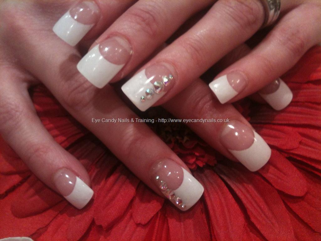 White tips with Swarovski nail art #NailArt #Nails