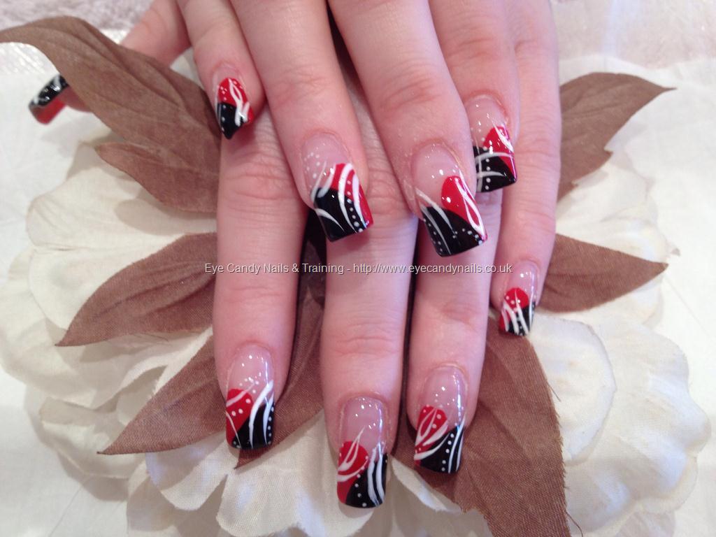 Red and black freehand nail art #NailArt #Nails