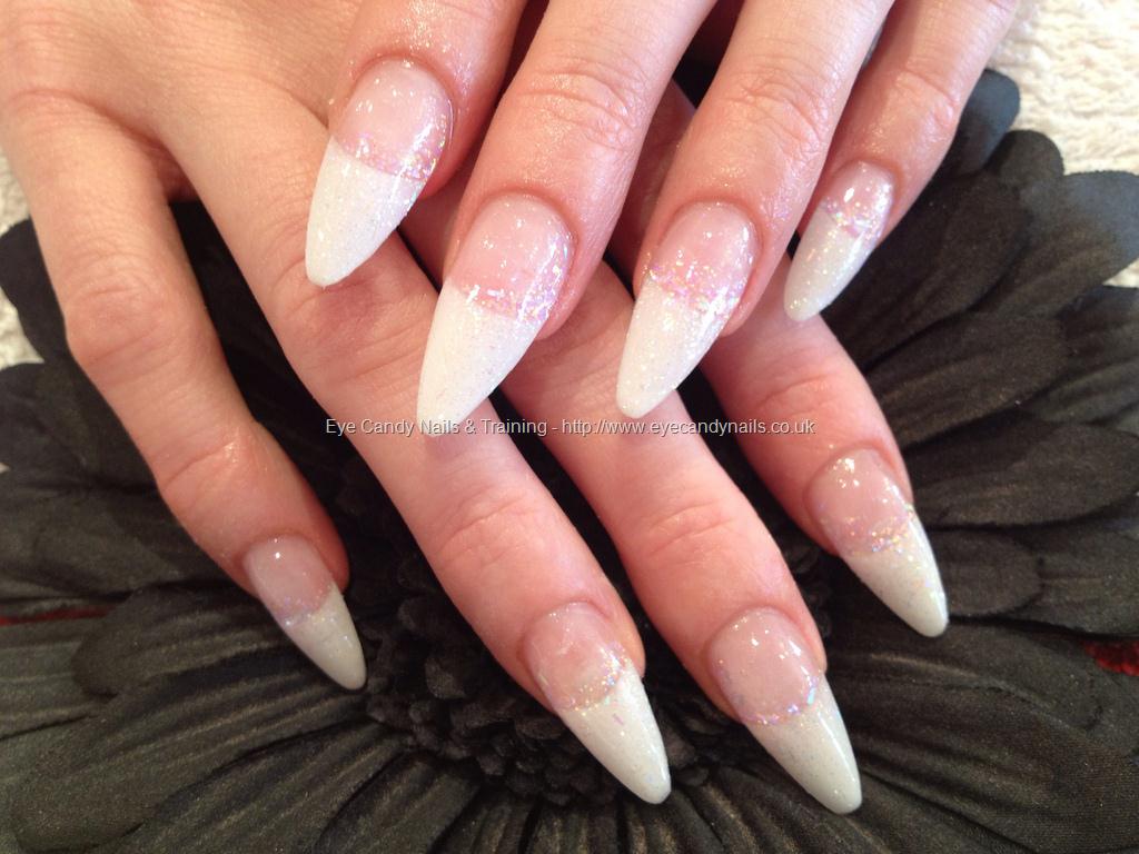 Stiletto white tips with glitter nail art #NailArt #Nails