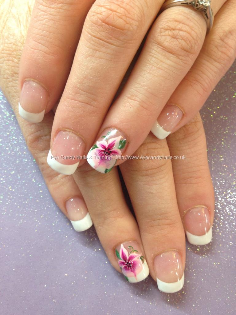 White gel tips with one stroke flower nail art NailArt NailsTaken at 
