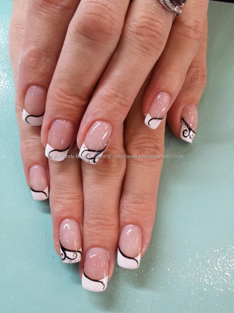 White tips and freehand nail art over gel coatings NailArt Nails