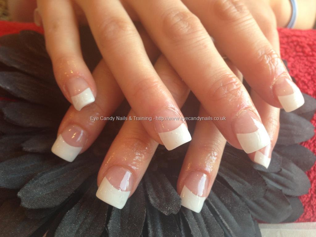  nails with white tips Full set of acrylic nails with white tips 