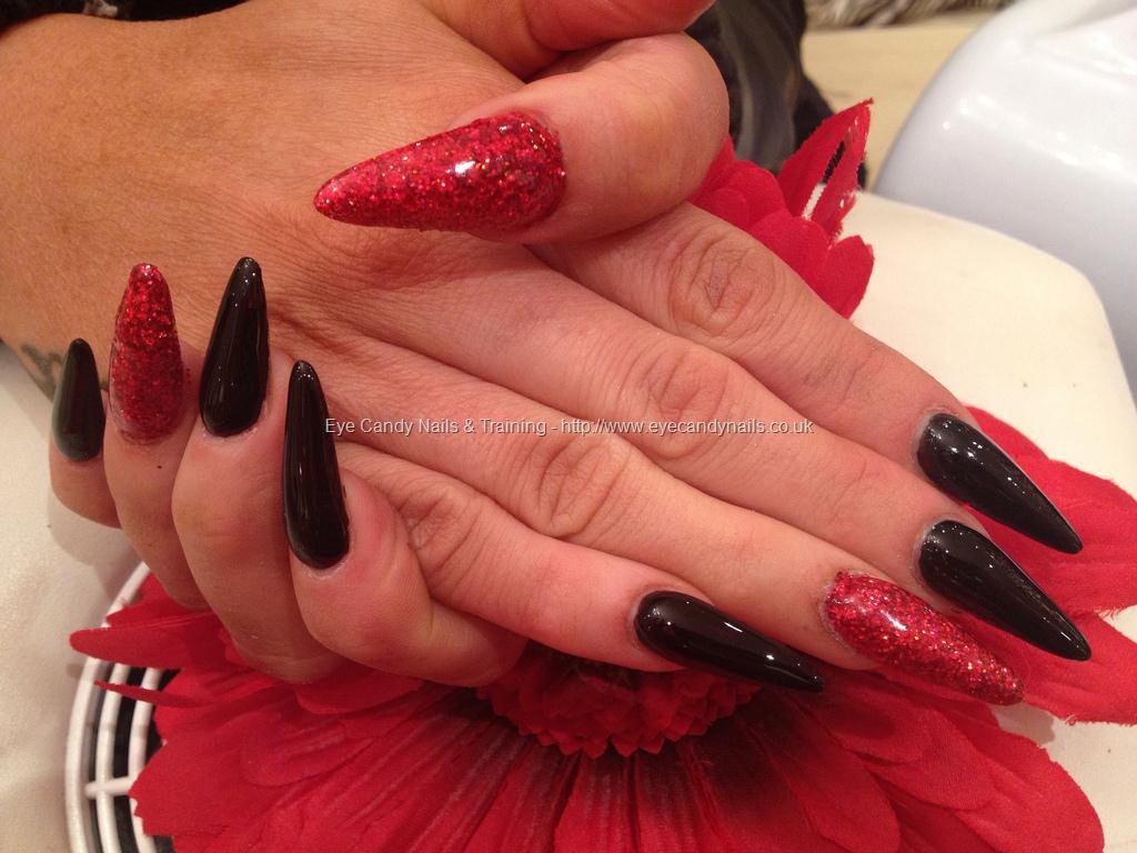 Eye Candy Nails & Training - Stiletto nails with black polish and red