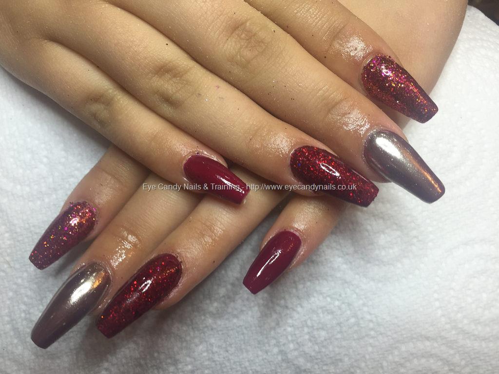 Eye Candy Nails & Training - Acrylic nails with red gelish gel polish ...