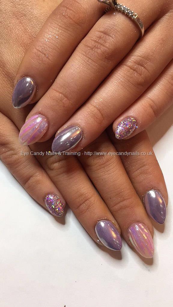 Eye Candy Nails & Training - Pink shimmer acrylic with angel paper and  swarovski crystals by Elaine Moore on 10 January 2017 at 01:24