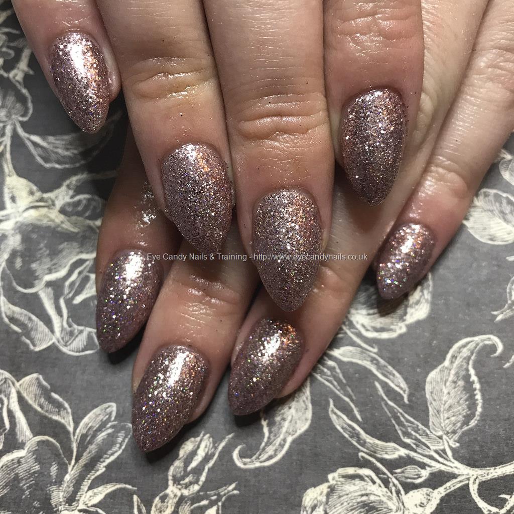 Eye Candy Nails & Training - Almond acrylics with rose gold nude glitter by  Amy Mitchell on 17 May 2017 at 08:00