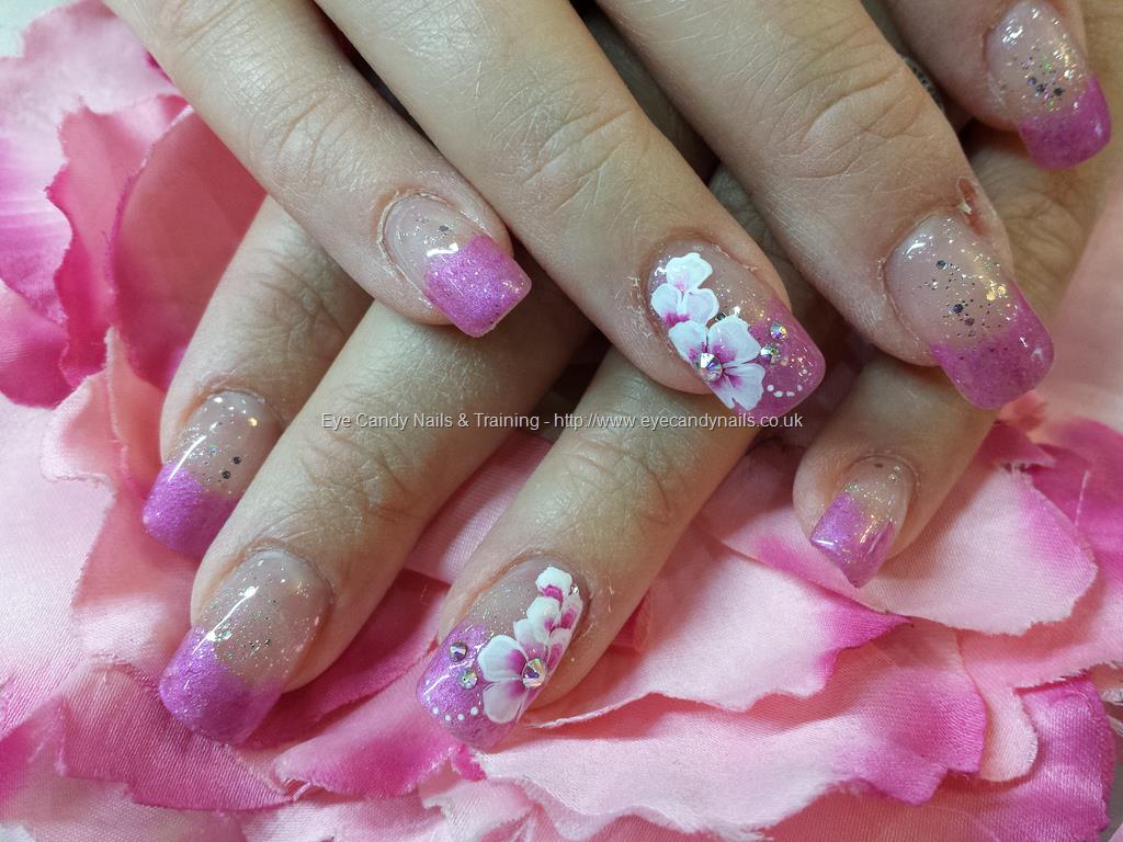 Eye Candy Nails & Training - Glitter overlay with one stroke flower ...