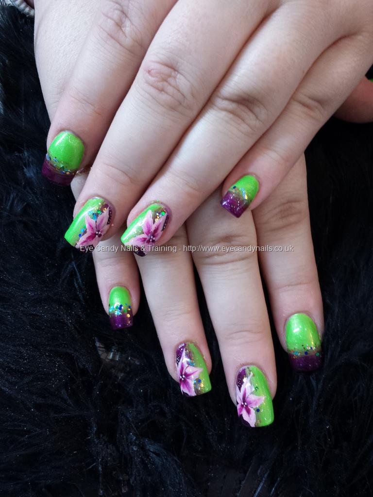 Eye Candy Nails & Training - Lime green and purple fade ...