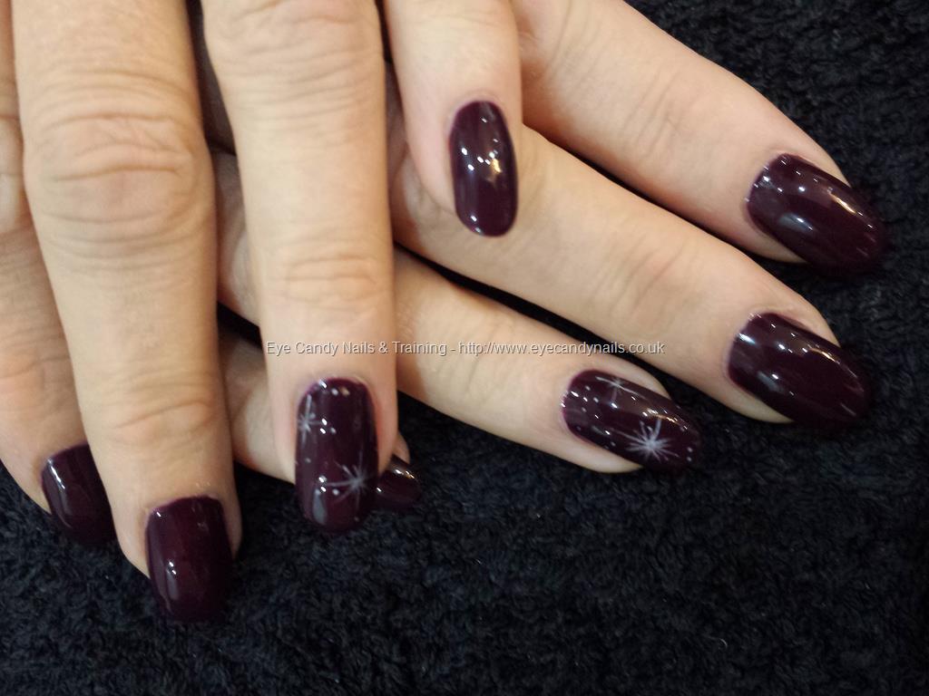 Eye Candy Nails & Training - Dark plum polish with star freehand nail ...