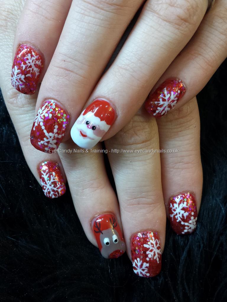 Eye Candy Nails & Training - Freehand xmas nail art santa, rudolf and ...