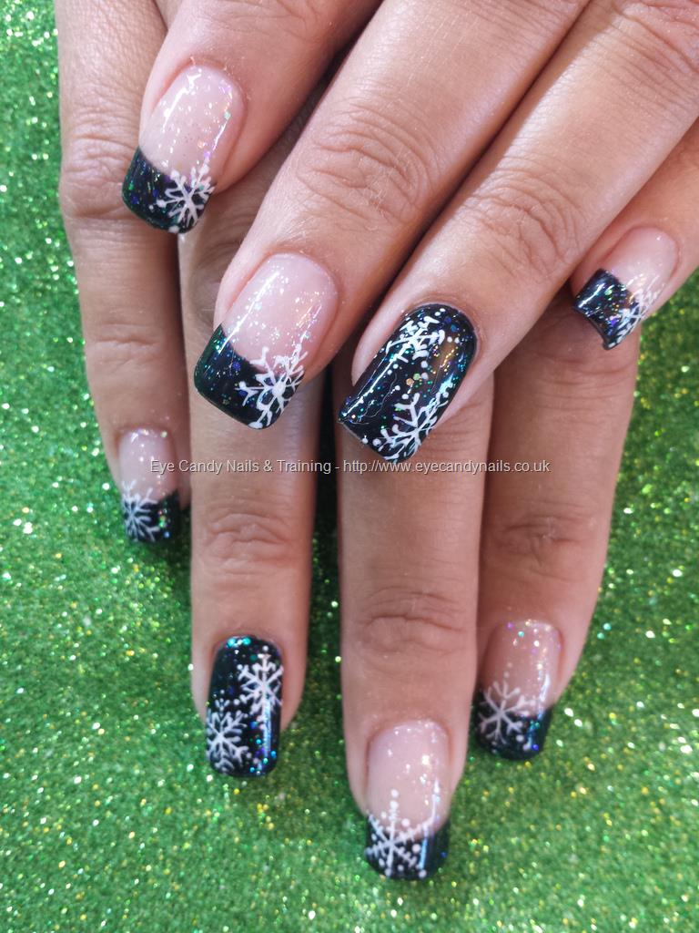 Eye Candy Nails & Training - Black glitter polish with christmas ...