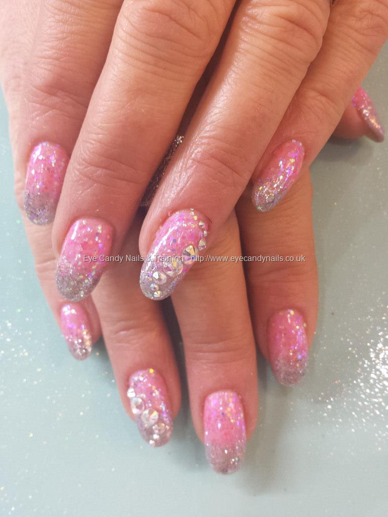 Eye Candy Nails & Training - Pink and silver glitter fade with ...