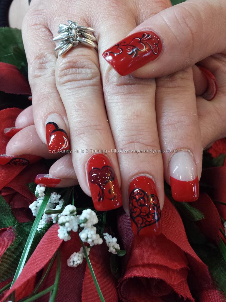 Eye Candy Nails & Training - Valentines day, love heart freehand nail ...