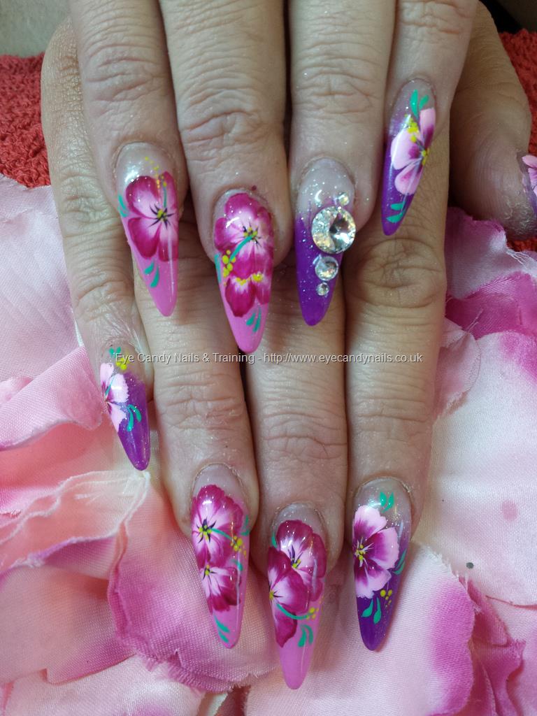 Eye Candy Nails & Training - One stroke flower nail art with swarovski ...
