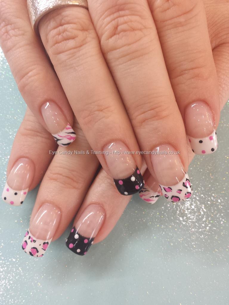 Eye Candy Nails & Training - Black, white and pink freehand nail art by ...