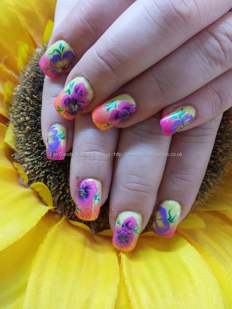 Eye Candy Nails & Training - Multicoloured gel polish with freehand one ...