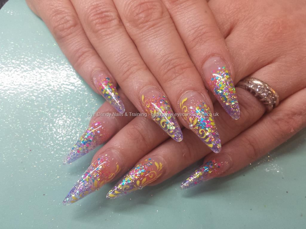 Eye Candy Nails & Training - Multicoloured bright glitter stilettos ...