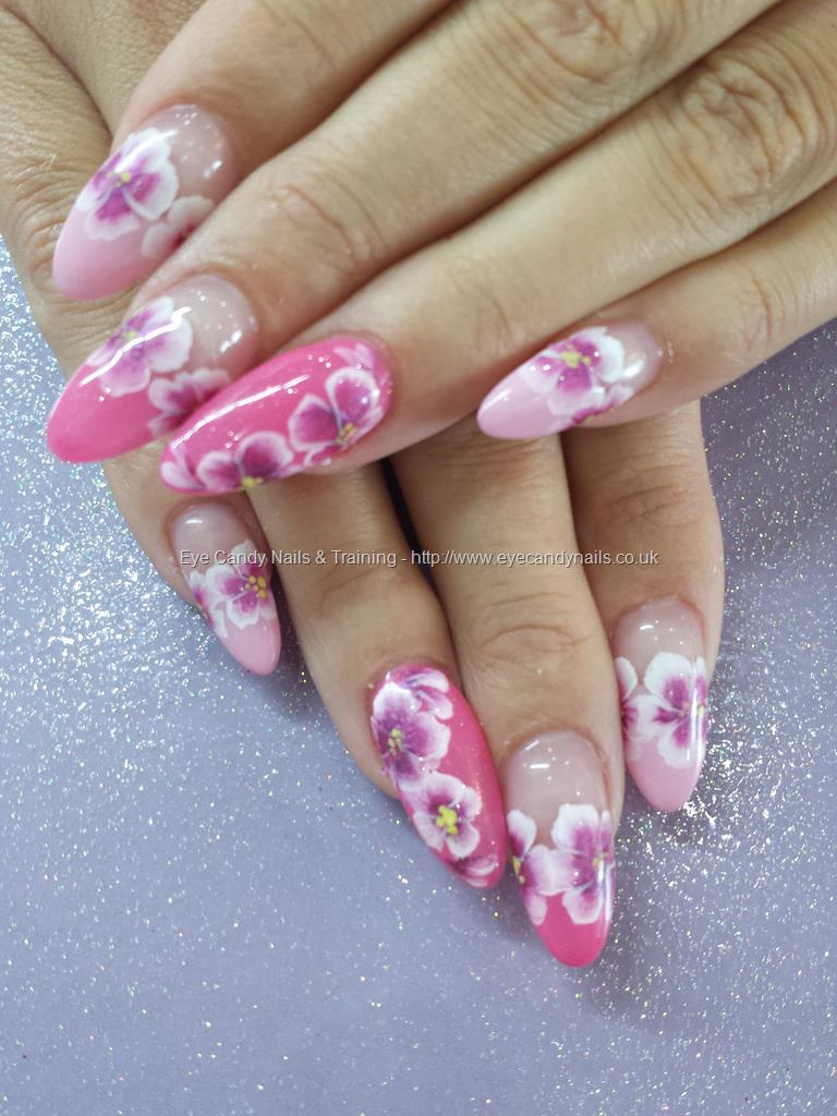 Eye Candy Nails & Training - Pink gel polish with one stroke flower ...
