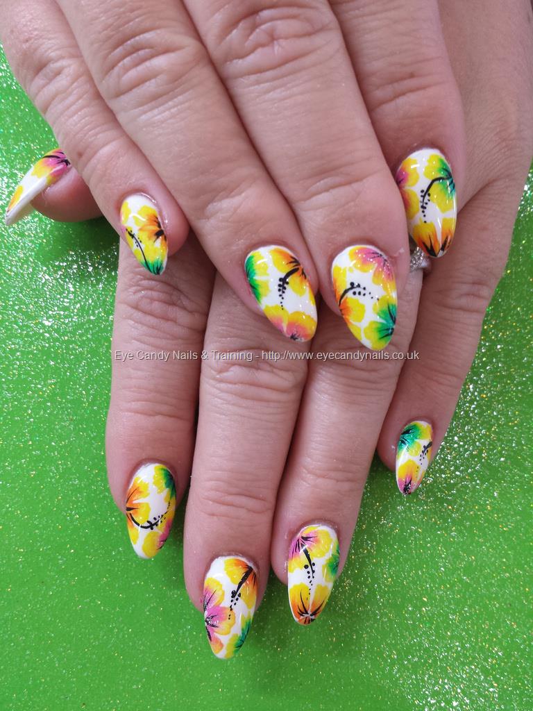 Eye Candy Nails & Training - White gel polish with bright one stroke ...