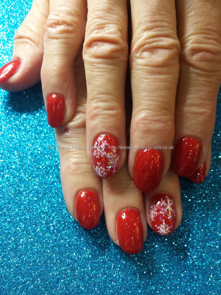 Eye Candy Nails & Training - Red glitter gel polish with freehand ...