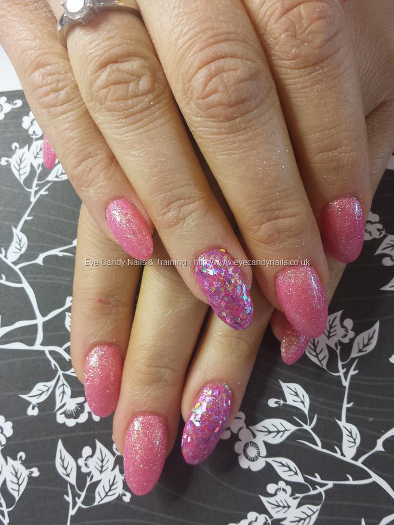 Eye Candy Nails & Training - Pink glitter over acrylic nails by Elaine ...