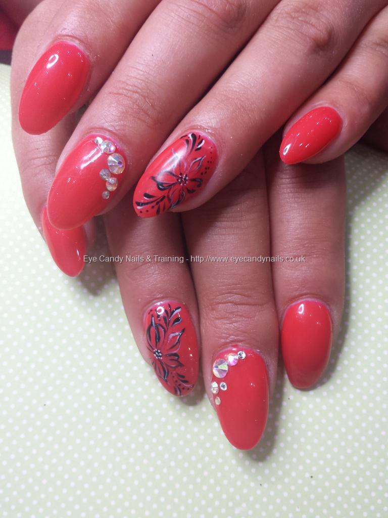 Eye Candy Nails & Training - Coral gel polish with freehand black gel ...