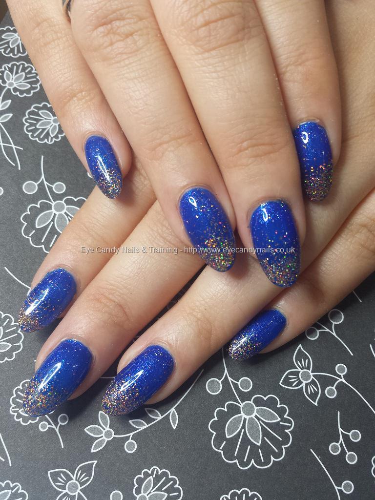 Eye Candy Nails & Training - Electric blue gel polish with glitter fade ...