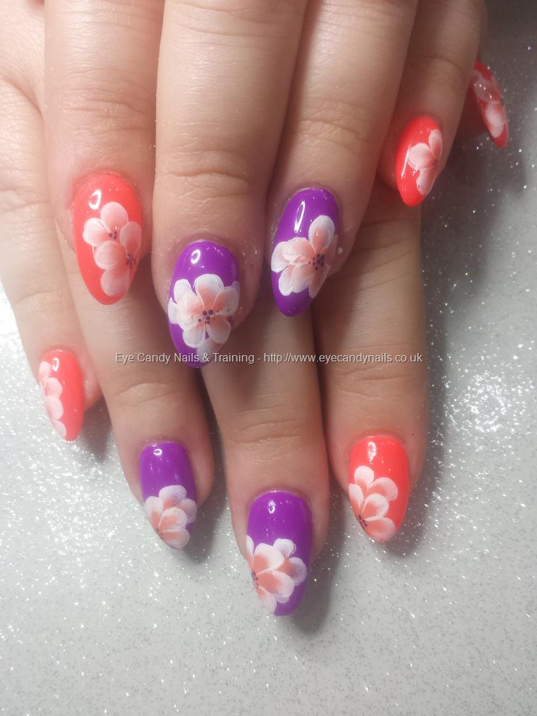 Eye Candy Nails & Training - Neon crimson and purple with one stroke ...