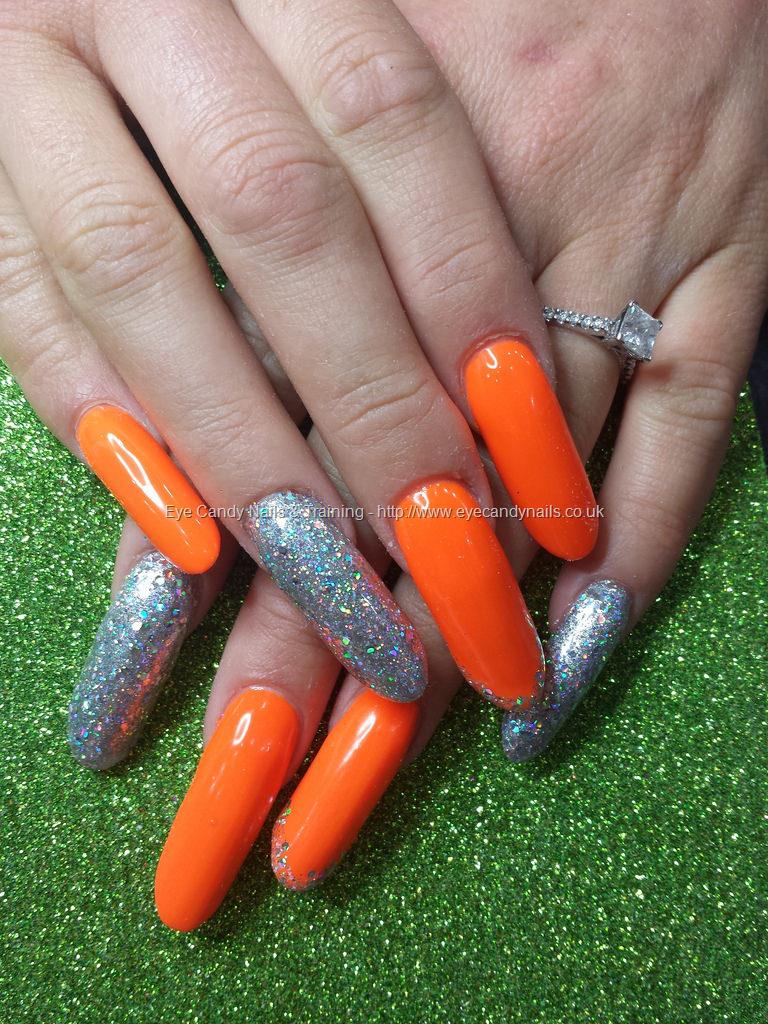 Eye Candy Nails Training Neon Orange With Silver Glitter By Elaine Moore On 27 June 15 At 04 30