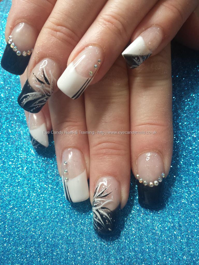 Eye Candy Nails & Training - Black and white gel polish with freehand ...