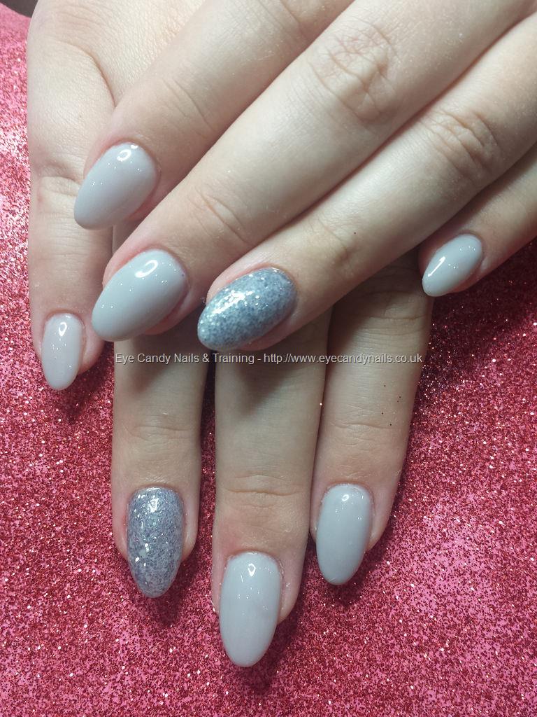 Eye Candy Nails & Training - Pale grey gel polish with glitter ring ...