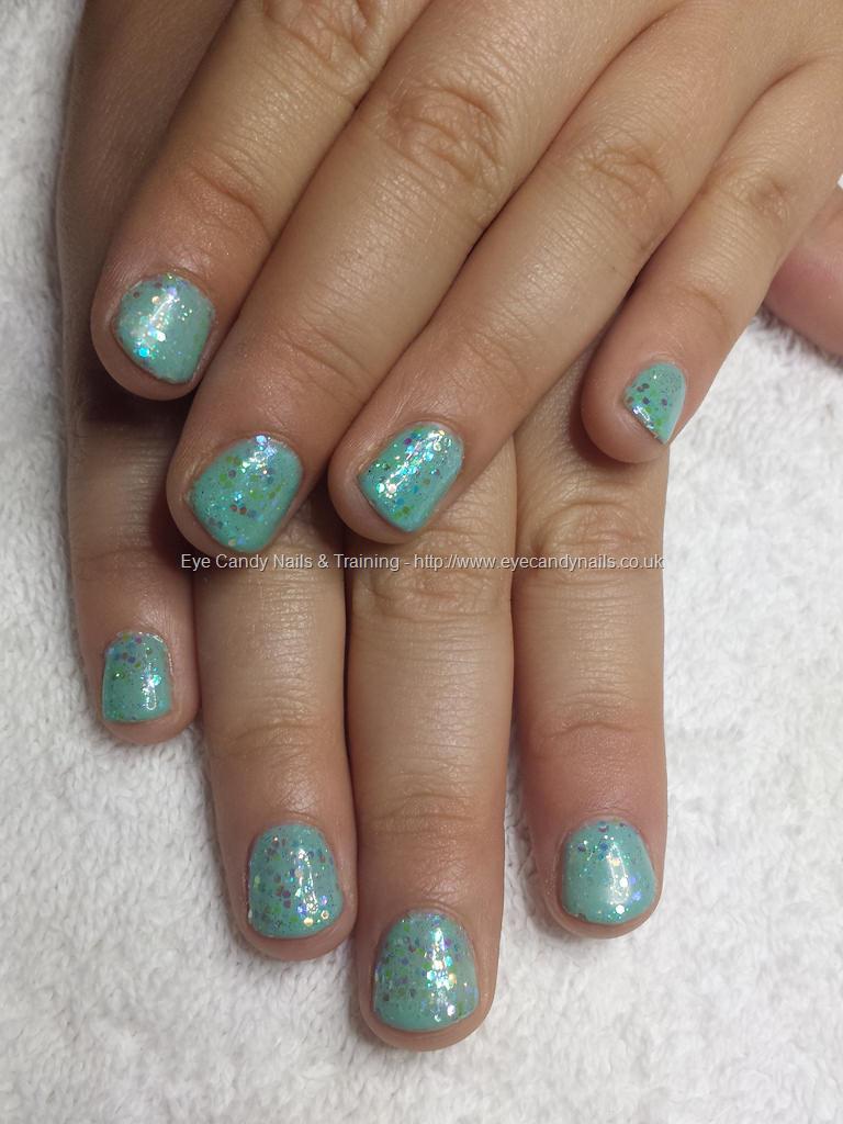 Eye Candy Nails & Training - Mint gel polish with glitter overlays by ...