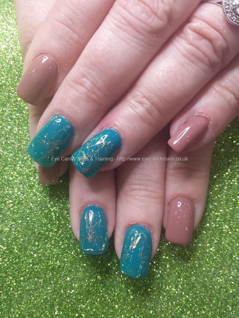Eye Candy Nails & Training - Nude and teal gel polish with lazer lace ...