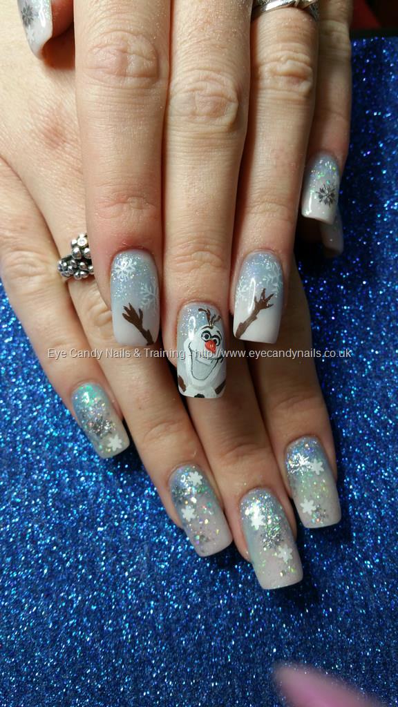 Eye Candy Nails & Training - Frozen glitter fades with olaf freehand ...