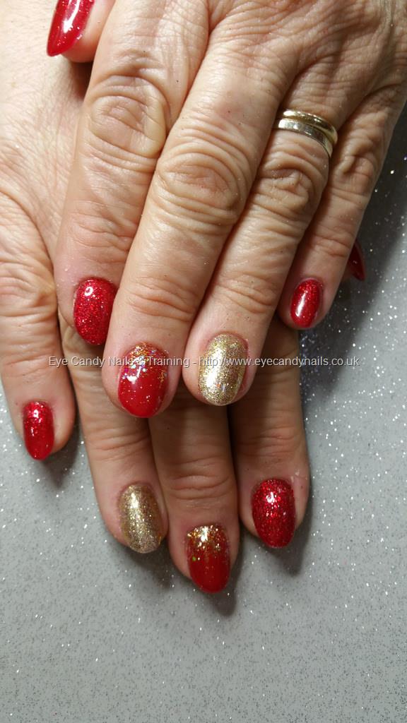 Eye Candy Nails & Training - Red and gold glitter gel polish by Elaine  Moore on 22 December 2015 at 09:43