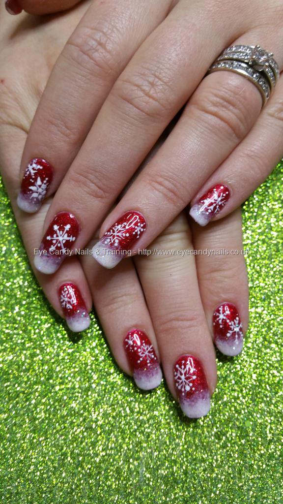 Red white snowflake nails | Snowflake nails, Red nails glitter, Fancy nails  designs