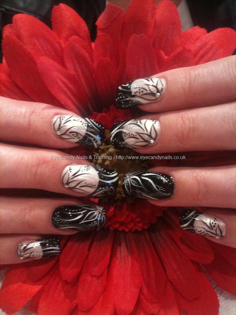Eye Candy Nails & Training - Black and white freehand nail art by ...