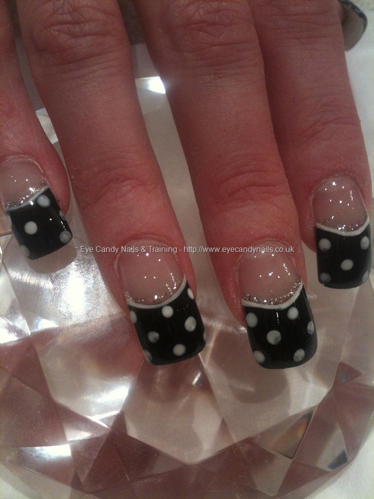 Eye Candy Nails & Training - Black and white polka dot freehand nail ...