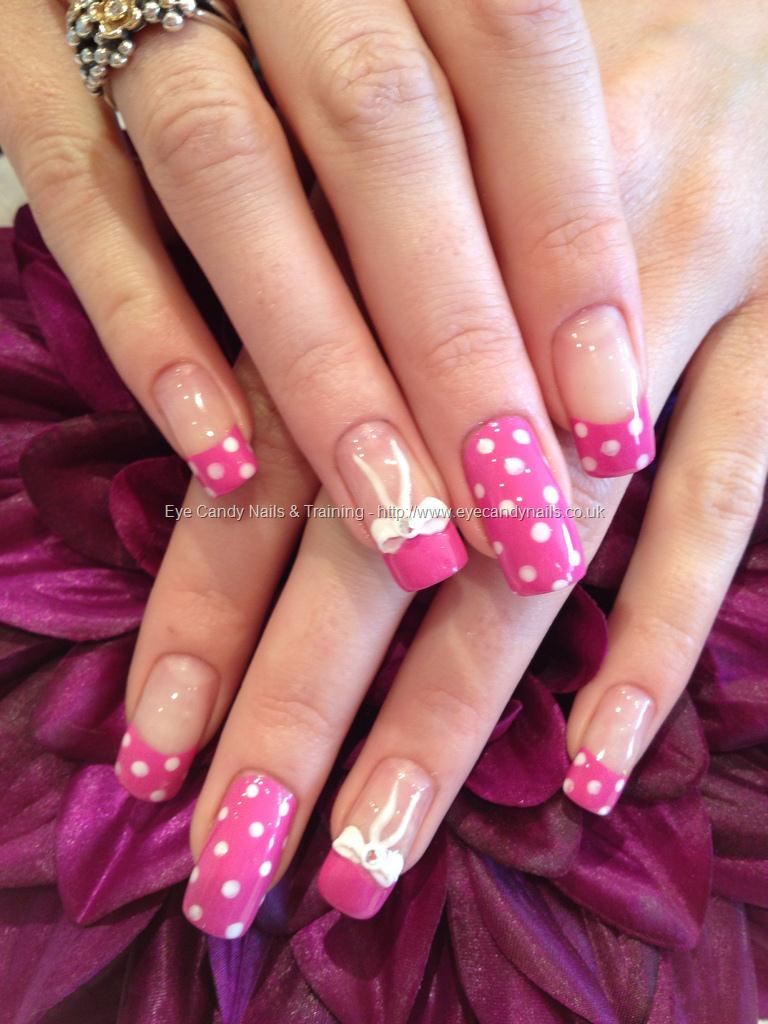 Eye Candy Nails & Training - Pink polka dots with 3D bows by Elaine ...