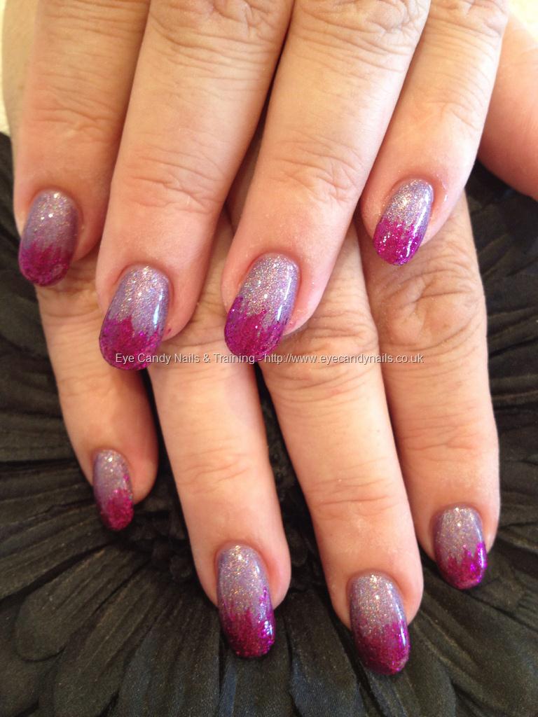 Eye Candy Nails & Training - Pink and purple glitter nail art by Elaine ...