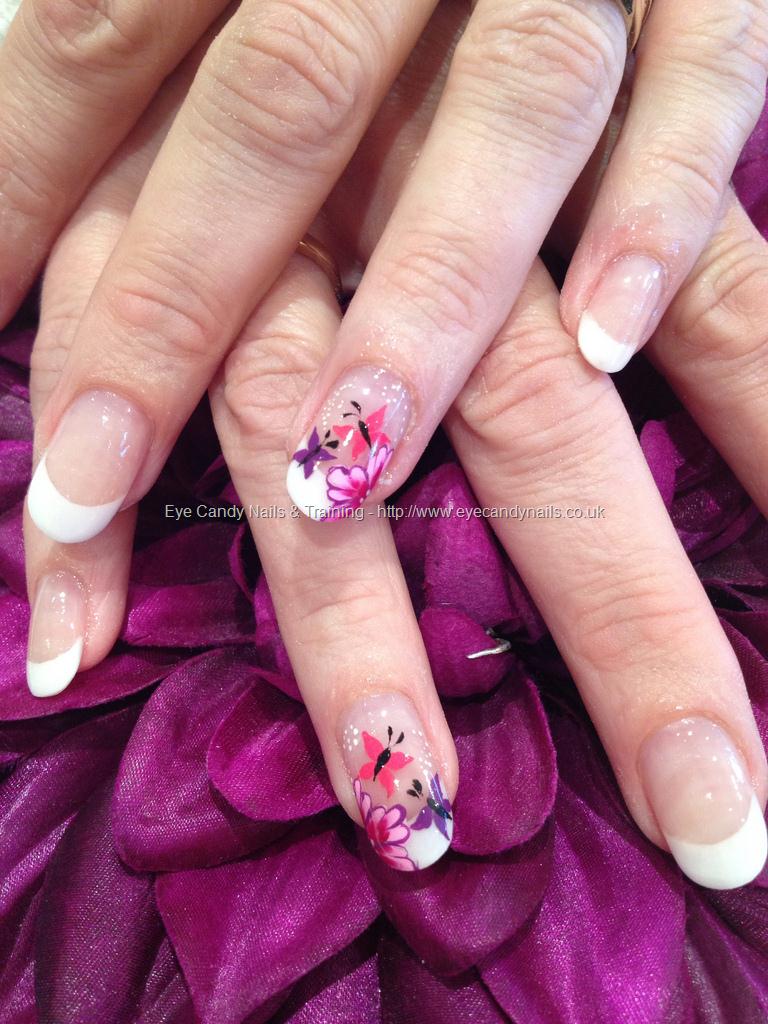 Eye Candy Nails & Training - One stroke flowers with freehand butterfly ...