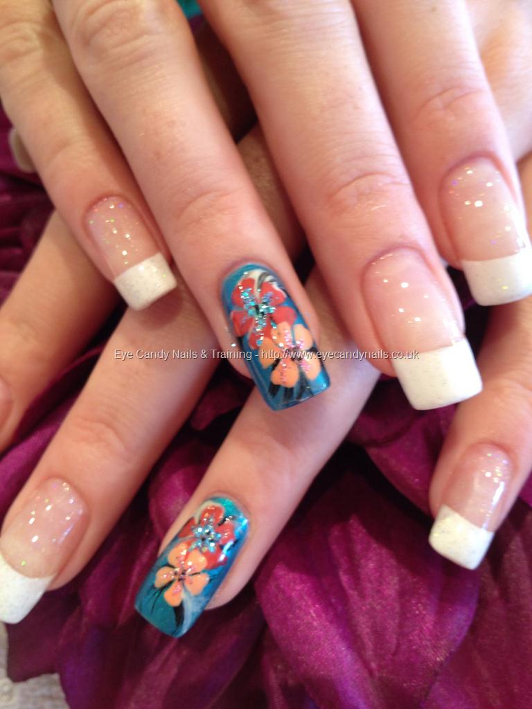 Eye Candy Nails & Training - White French with freehand nail art by ...