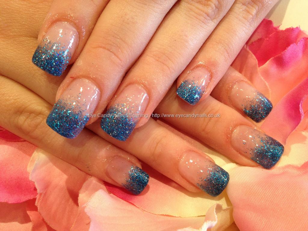 Eye Candy Nails & Training - Blue glitter fade acrylic tips by Elaine ...