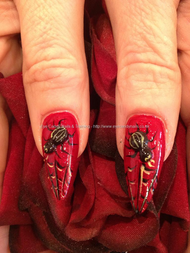Eye Candy Nails & Training - Red glitter stiletto thumbs ...