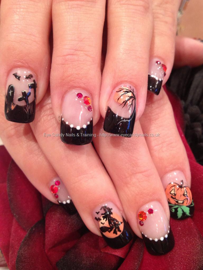 Eye Candy Nails & Training - Black Halloween freehand nail ...