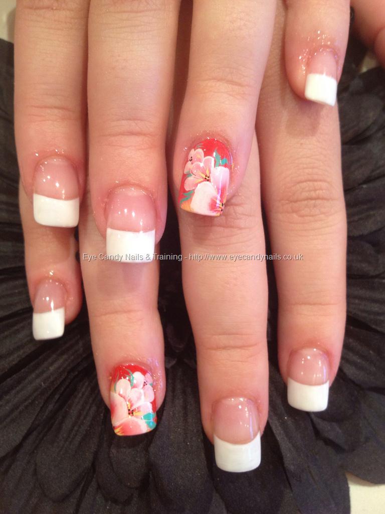 Eye Candy Nails & Training - White French polish tips with hand painted ...