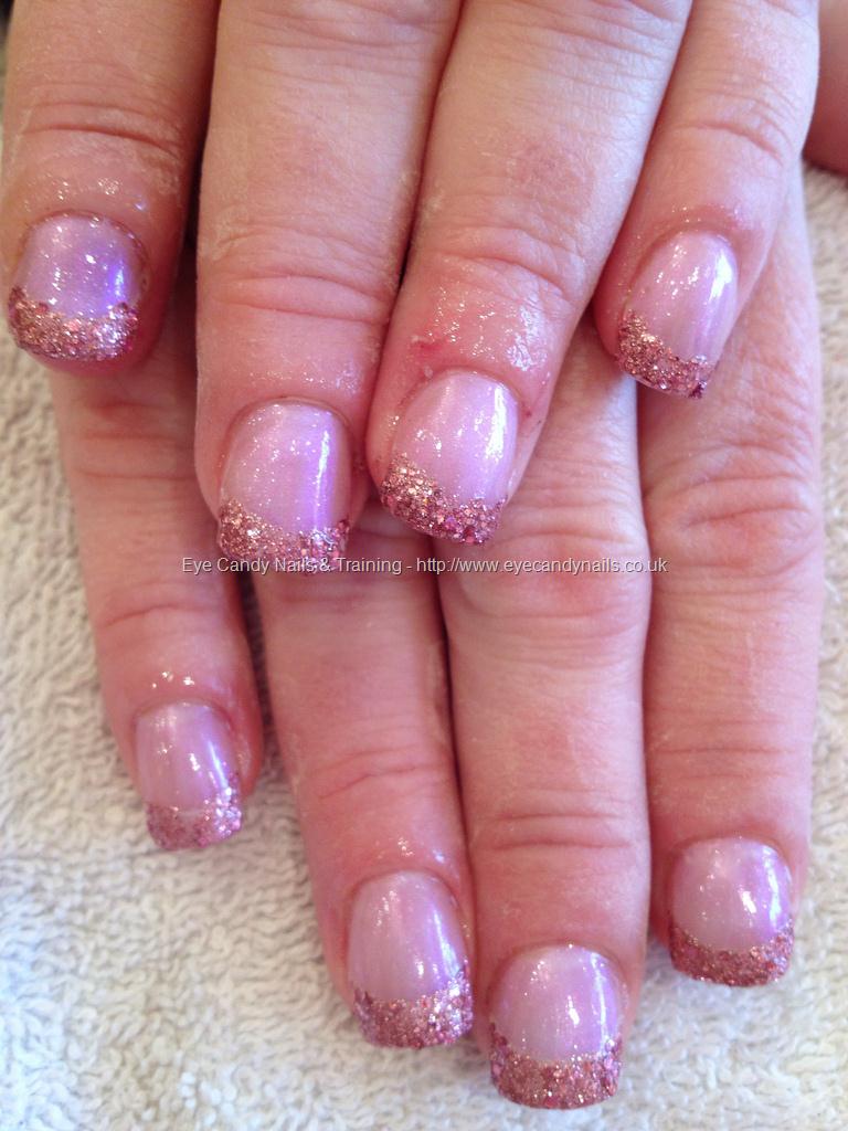 Eye Candy Nails & Training - Acrylic sculptured nails with pink glitter ...