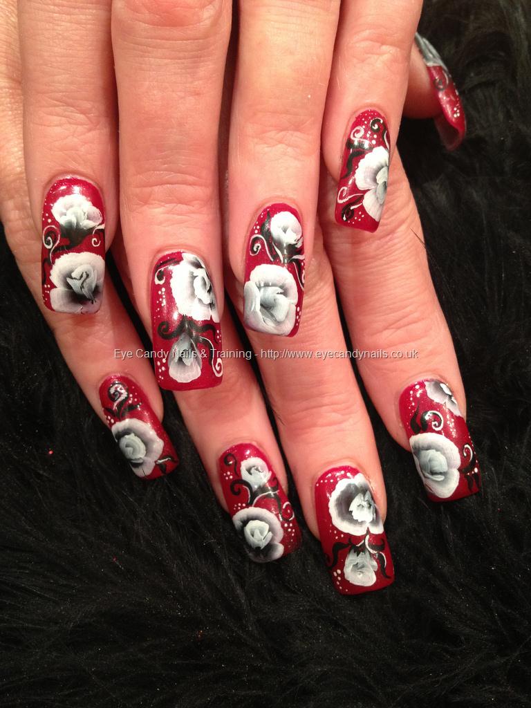 Eye Candy Nails & Training - Red glitter polish with black and white ...