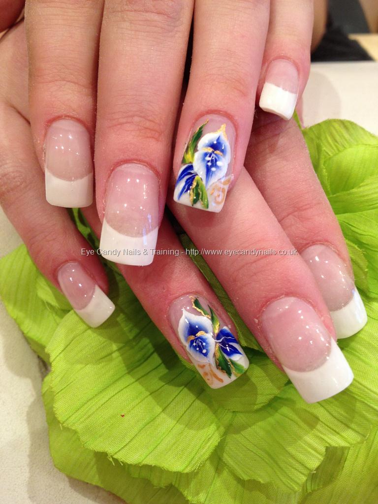 Eye Candy Nails & Training - White and clear gel overlays with purple a ...